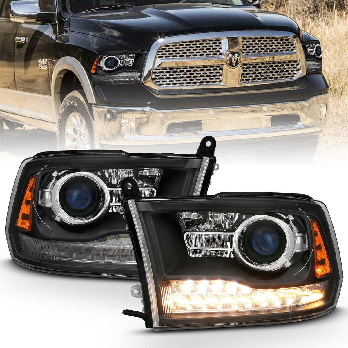 ANZO Projector Headlight (2009-2018 Ram 1500, Ram 2500, Ram 3500, 1500, 2500, 3500) - 111489