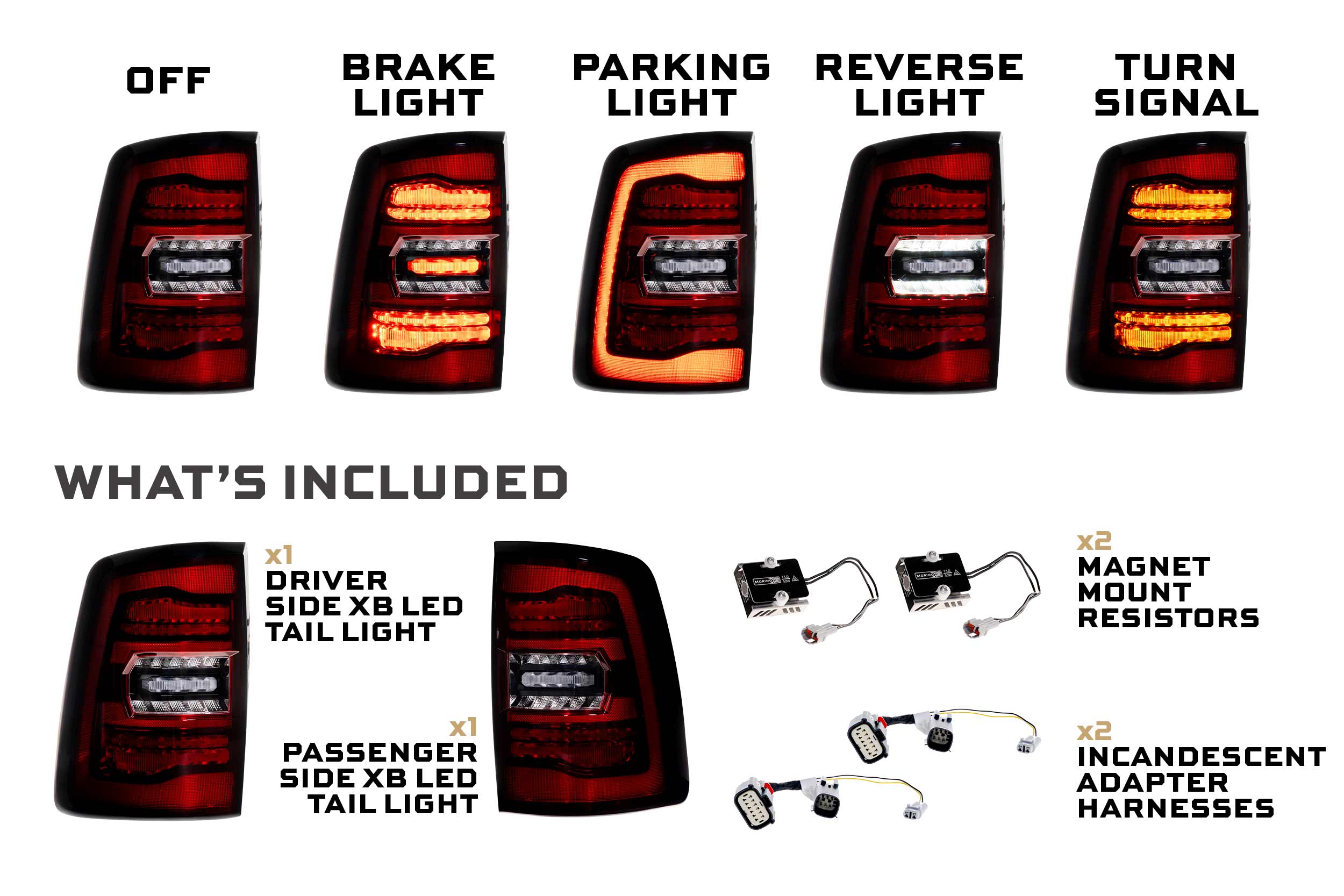 Morimoto XB LED Tail Lights: Ram HD (19+ / Red Lens / Set) - LF752