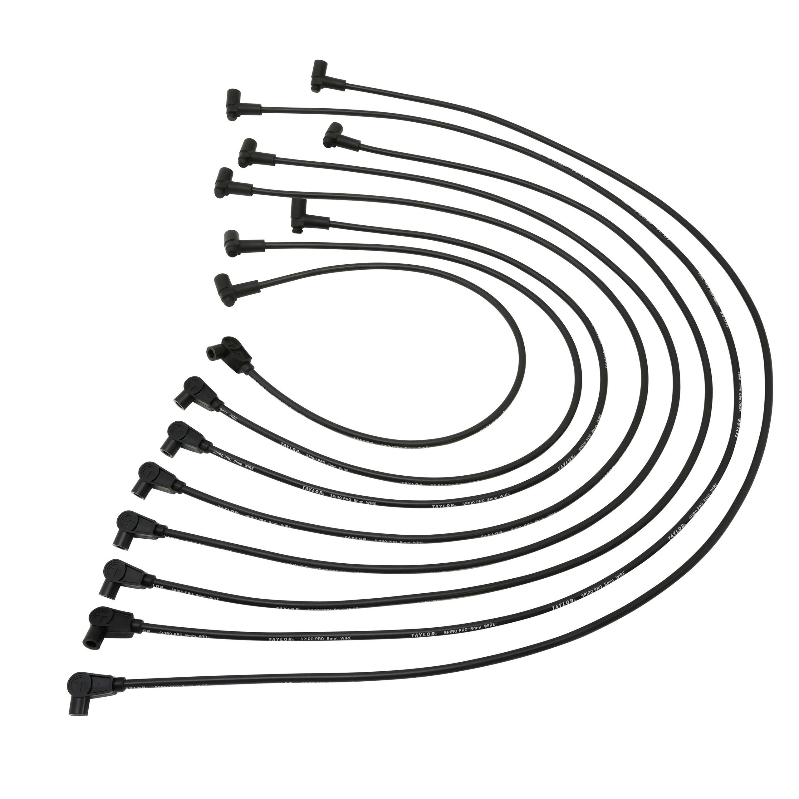 TAYLOR CABLE 8mm Spiro-Pro custom 8 cyl black Spark Plug Wires - 74006