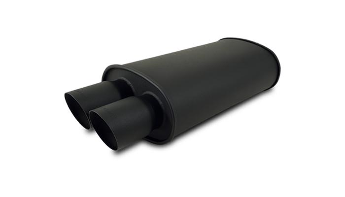 Vibrant Performance Streetpower Flat Black Oval Muffler With Dual Tips (3" Inlet) - 1149