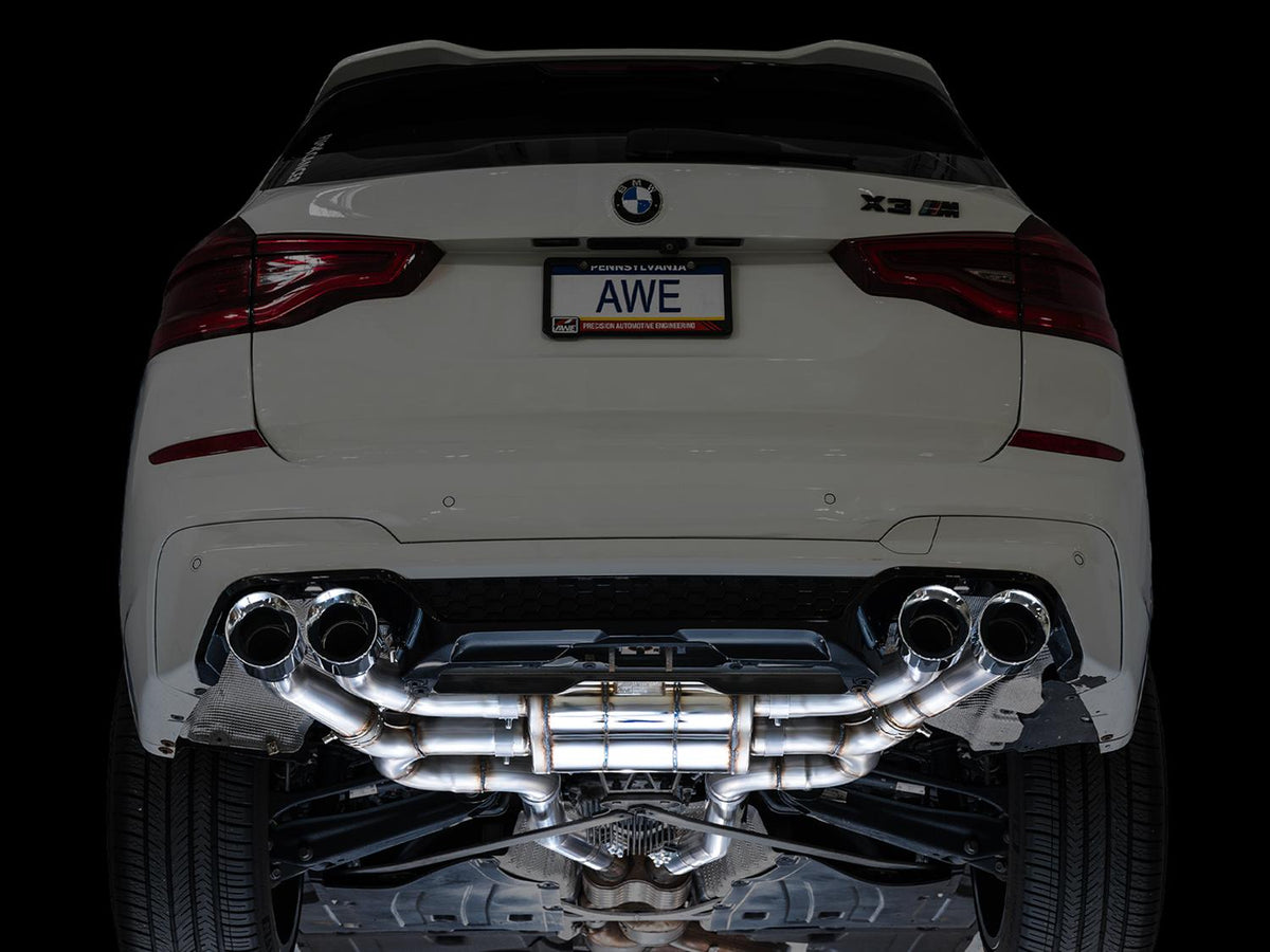 AWE SwitchPath Axleback Exhaust for BMW F97 X3M/F98 X4M - Chrome Silver Tips - 3025-42301