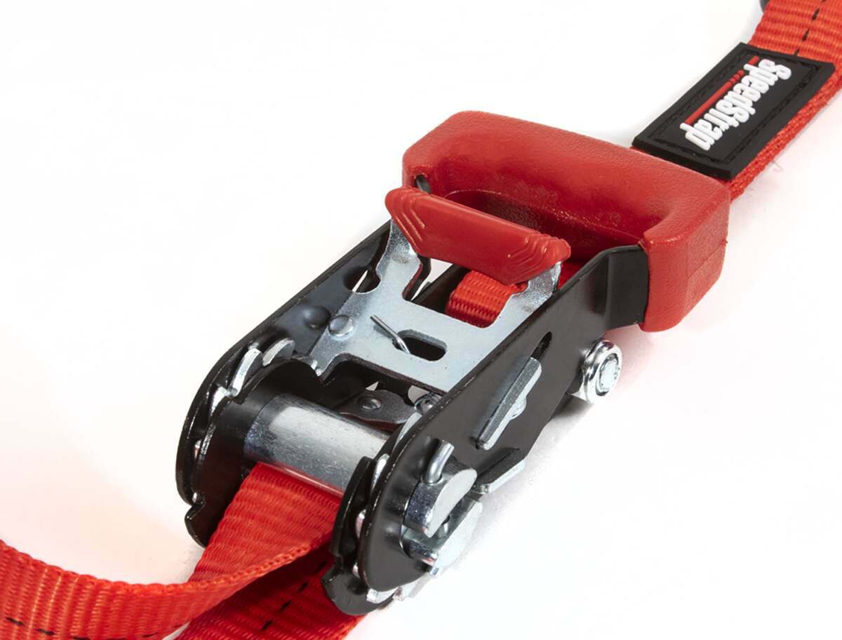 SpeedStrap 1 Inch x 15' Ratchet Tie Down w/ Snap 'S' Hooks and Soft Tie 2 Pack Red - 11803-2