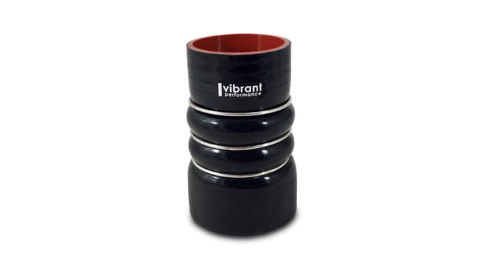Vibrant Performance 4 Ply Aramid Reinforced Hump Hose Coupler W/3 Rings, 4" Idx7" Long - Gloss Blac - 11829