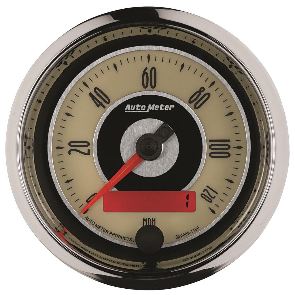 Auto Meter Gauge, Speedometer, 3 3/8" , 120Mph, Elec. Programmable, Cruiser - 1186