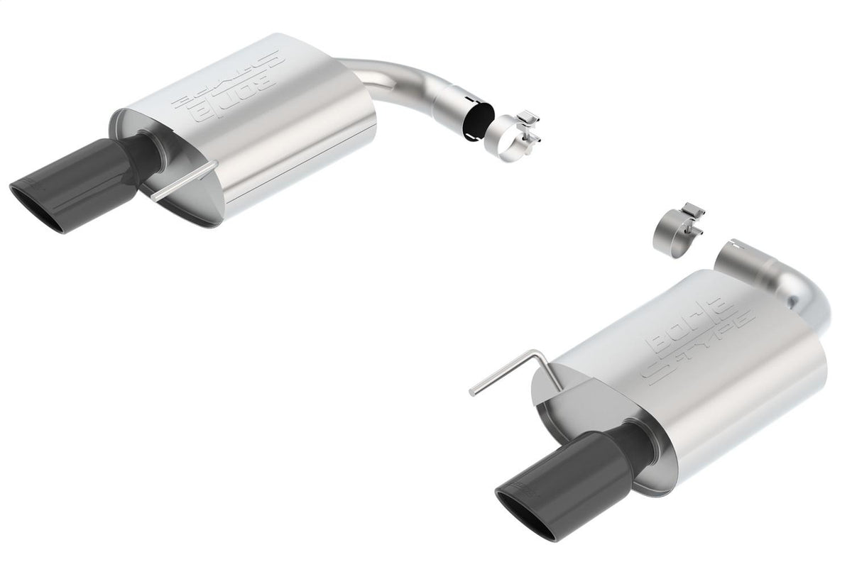 Borla Axle-Back Exhaust System - S-Type - Stainless Black Tips (2015-2017 Mustang) - 11887BC