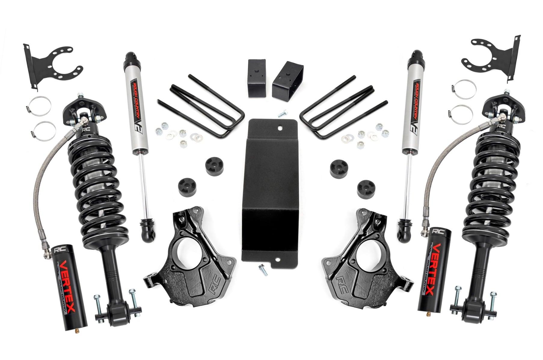 Rough Country 3.5in GM Suspension Lift; Knuckle Kit w/ Vertex and V2 Shocks (07-13 1500 PU 4wd; Cast Steel) - 11957
