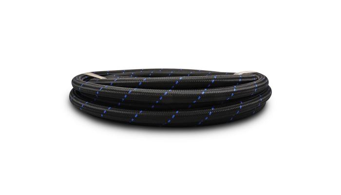 Vibrant Performance Braided Flex Hose, Nylon, Black/Blue, Size: -8An, Hose Id: 0.44", 20Ft Roll - 11978B
