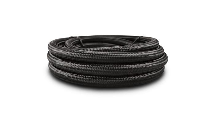 Vibrant Performance Braided Flex Hose, Nylon, Black, Size: -8An, Hose Id: 0.44", 20Ft Roll - 11978