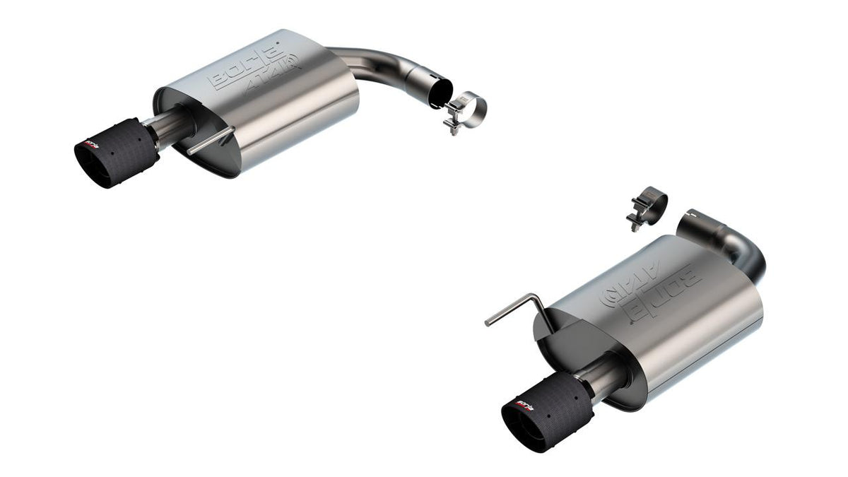 Borla Axle-Back Exhaust System - ATAK - Carbon Fiber Tips (2024-2026 Mustang w/ Non Active Exhaust) - 11984CFBA