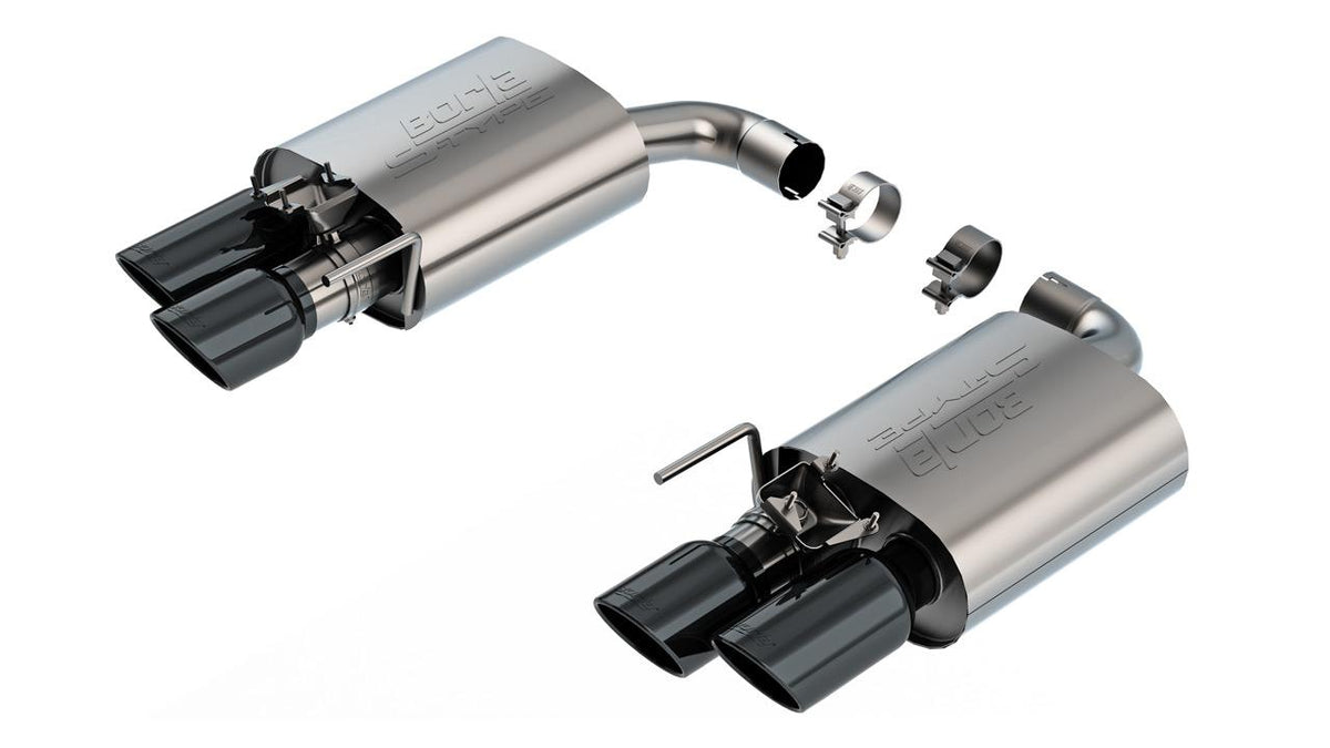 Borla Axle-Back Exhaust System - S-Type - Black Chrome Quad Tips (2024-2026 Mustang w/ Active Exhaust) - 11985BC