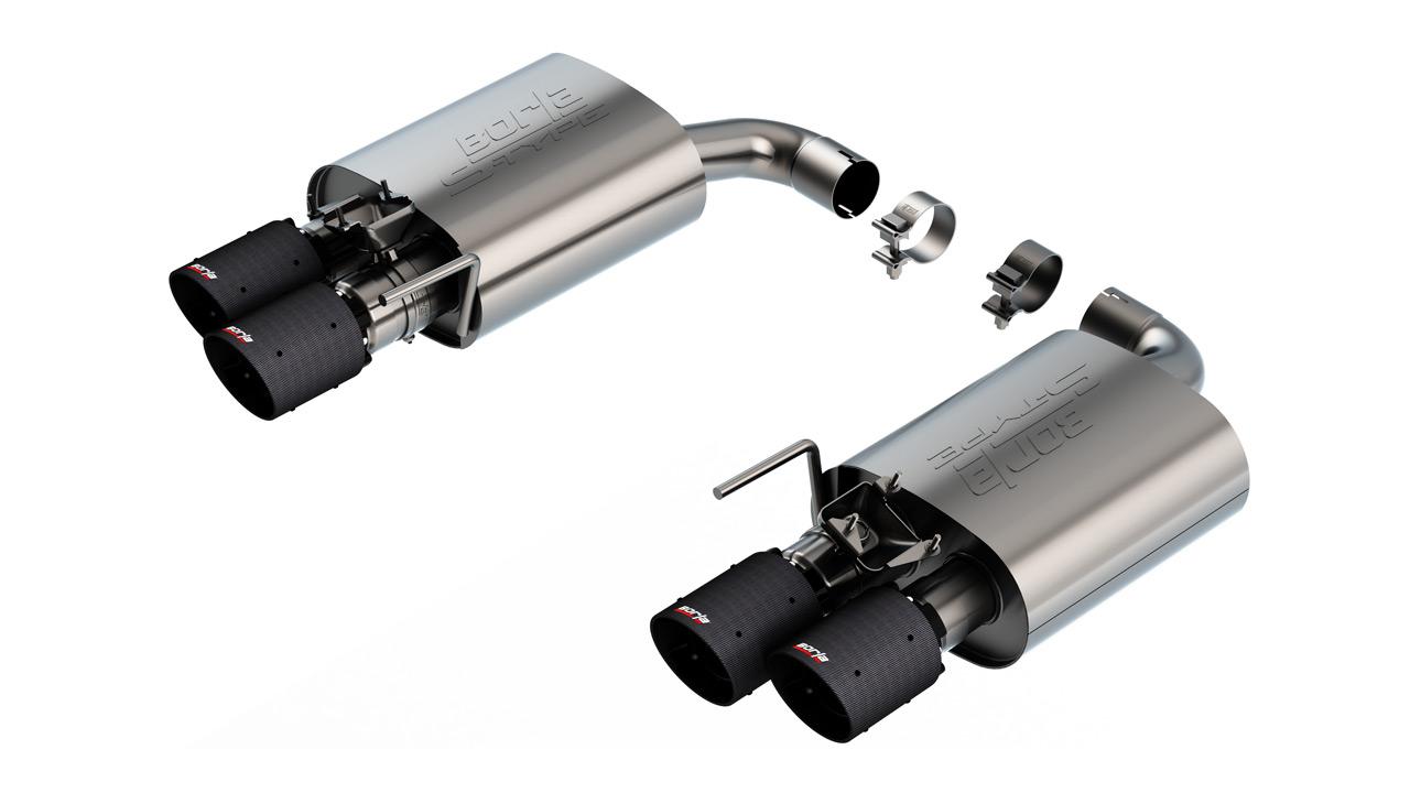 Borla Axle-Back Exhaust System - S-Type - Carbon Fiber Quad Tips (2024-2026 Mustang w/ Active Exhaust) - 11985CFBA