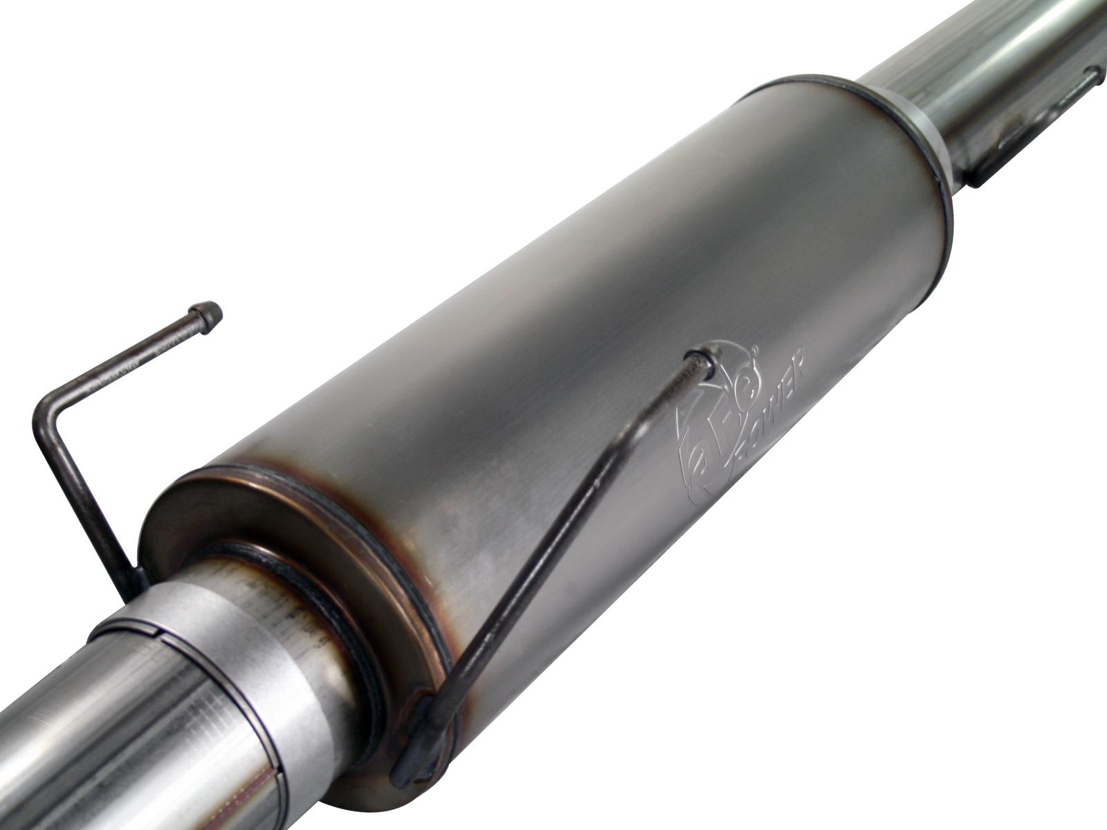 AFE Large Bore-HD 5 IN 409 Stainless Steel Cat-Back Exhaust System w/ Polished Tip (2004-2007 Ram 2500, Ram 3500) - 49-42012