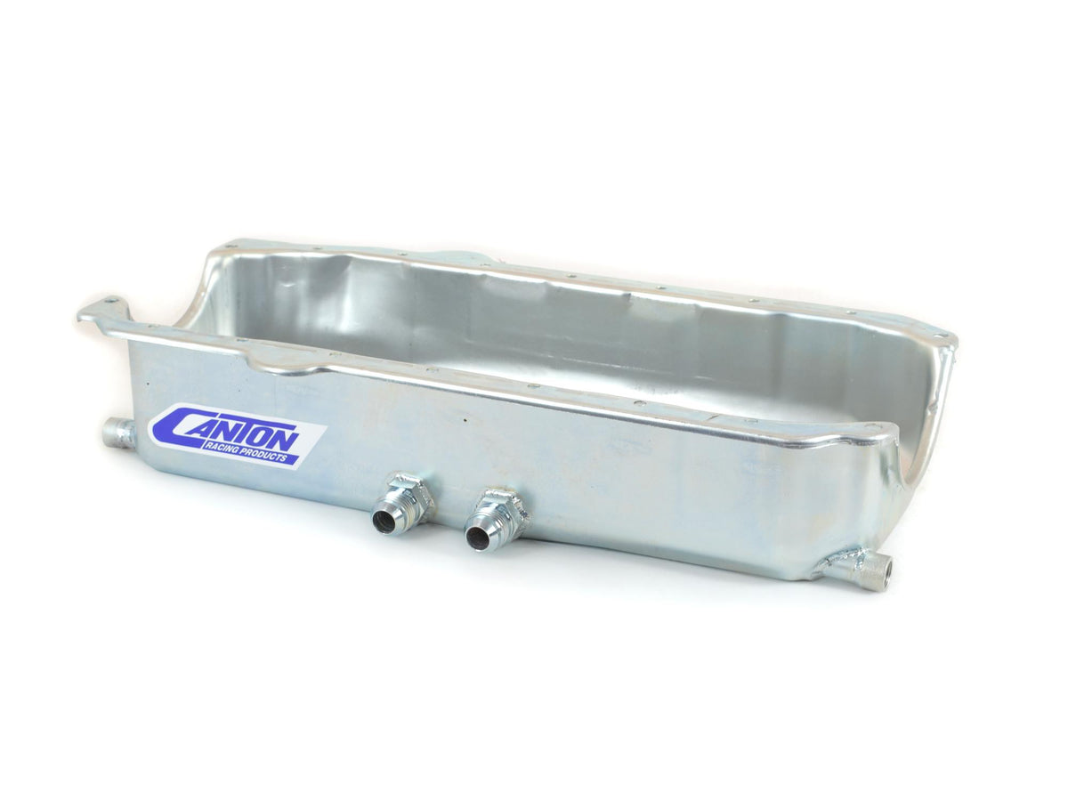 Canton Racing Oil Pan Small Block Chevy Pre-85 Shallow Dry Sump Right Hand Exit - 12-101