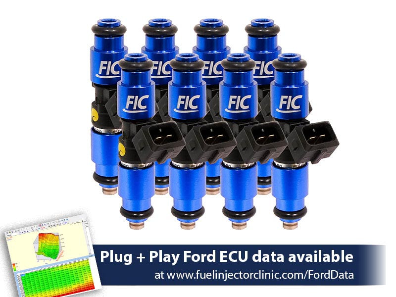 1200cc (110 lbs/hr at 43.5 PSI fuel pressure) FIC Fuel  Injector Clinic Injector Set for Ford F150 (1985-2003)/Ford Lightning (1993-1995) (is406-1200h)
