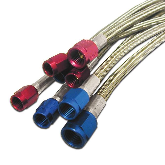 Nitrous Express 6AN (18IN) STAINLESS STEEL BRAIDED HOSE (RED) - 12019