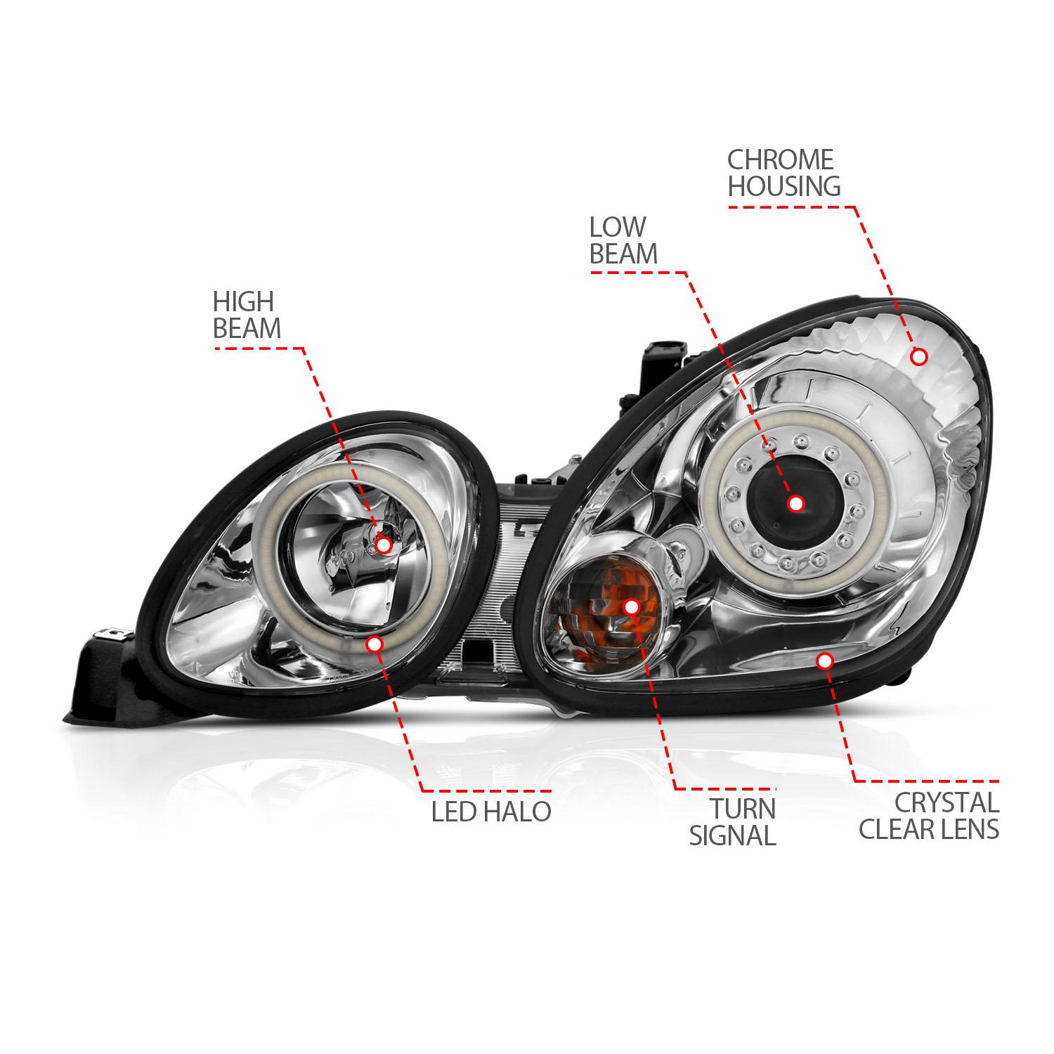 ANZO Projector Headlight Set W/Halo (1998-2005 GS300, GS400, GS430) - 121143