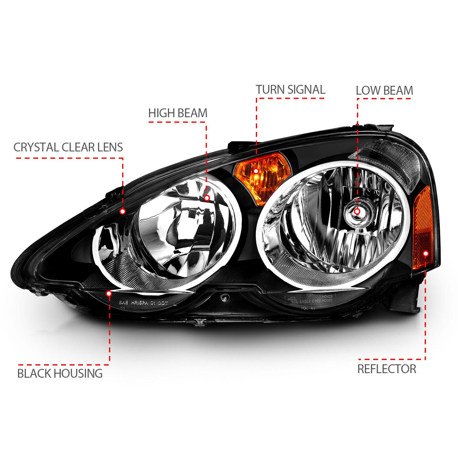 ANZO Crystal Headlight Set (2002-2004 RSX) - 121209