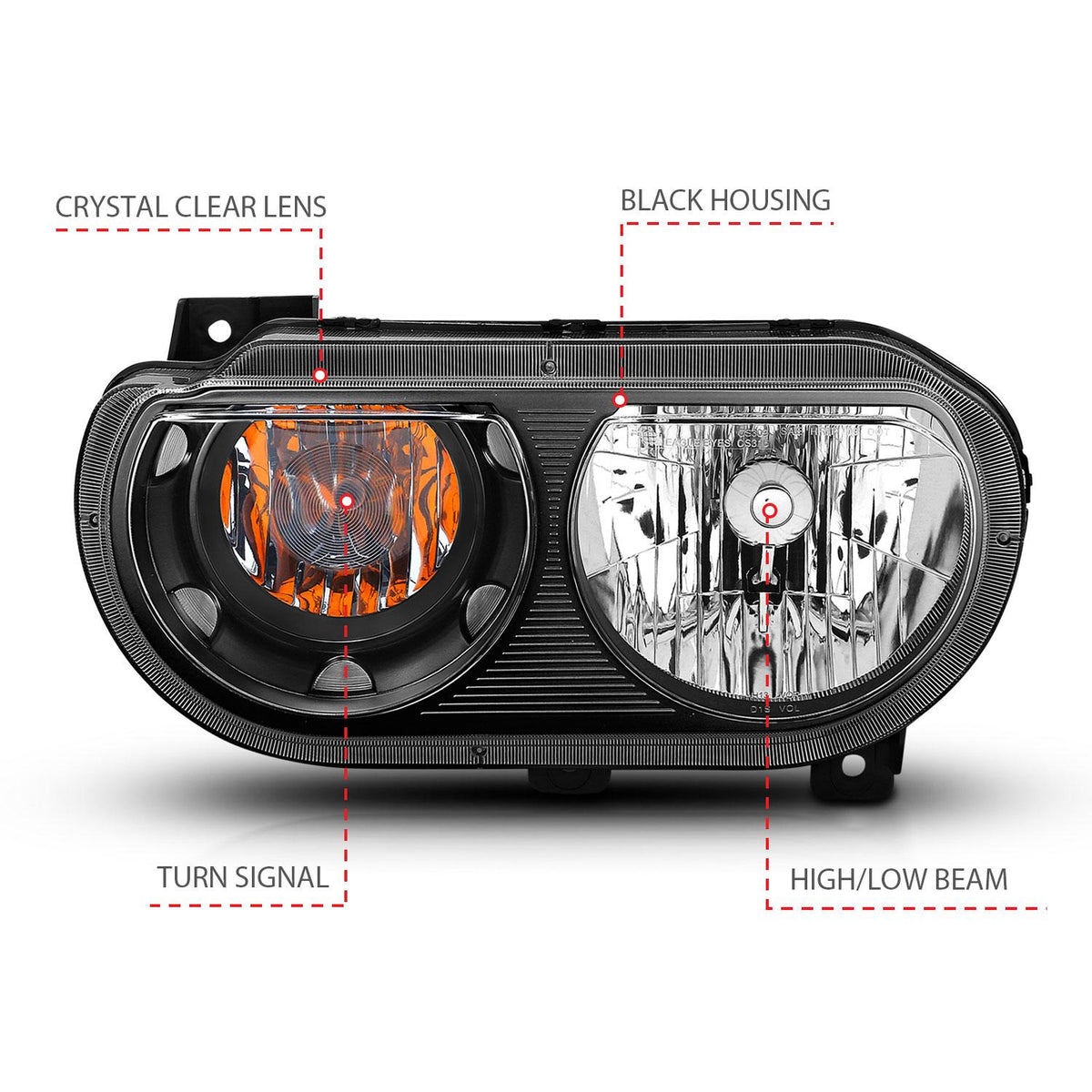 ANZO Anzo Usa Crystal Headlights (2008-2014 Challenger) - 121526