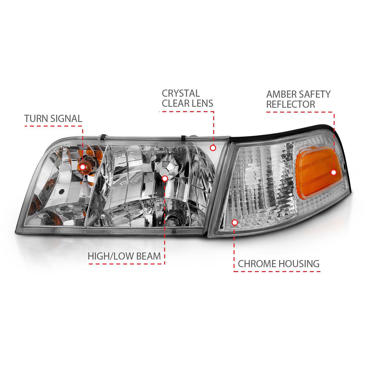 ANZO Crystal Headlights (1998-2005 Crown Victoria) - 121556
