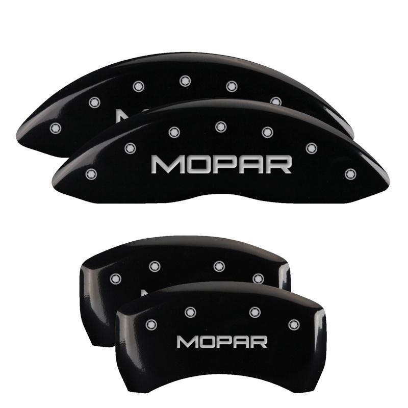MGP Set Of 4: Black Finish, Silver Mopar (2011-2023 Dodge Challenger, Dodge Charger) - 12162SMOPBK