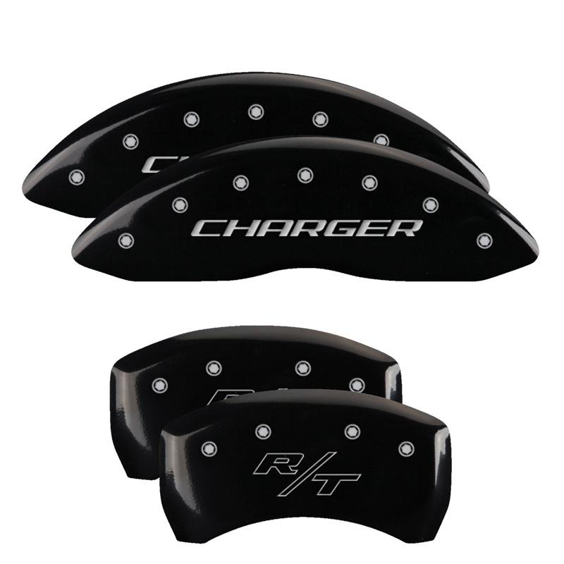 MGP Set Of 4: Black Finish, Silver Charger / Rt (2011-2023 Dodge Challenger, Dodge Charger) - 12181SCHRBK
