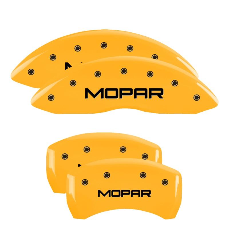 MGP Set Of 4: Yellow Finish, Black Mopar (2011-2023 Dodge Challenger, Dodge Charger) - 12181SMOPYL