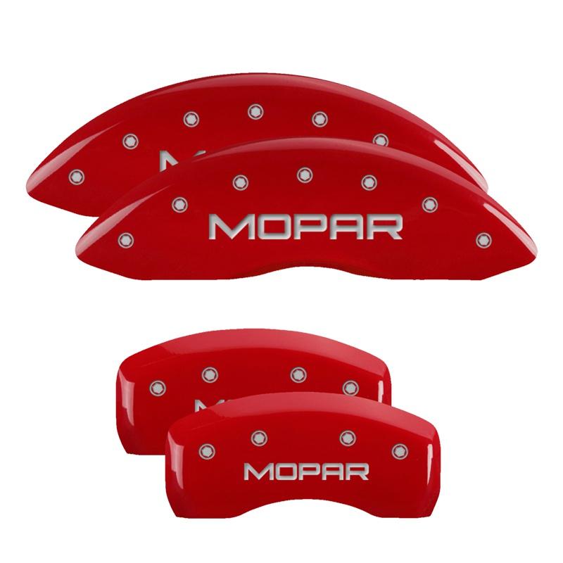 MGP Set Of 4: Red Finish, Silver Mopar (2007-2014 Dodge Avenger, Dodge Caliber) - 12192SMOPRD