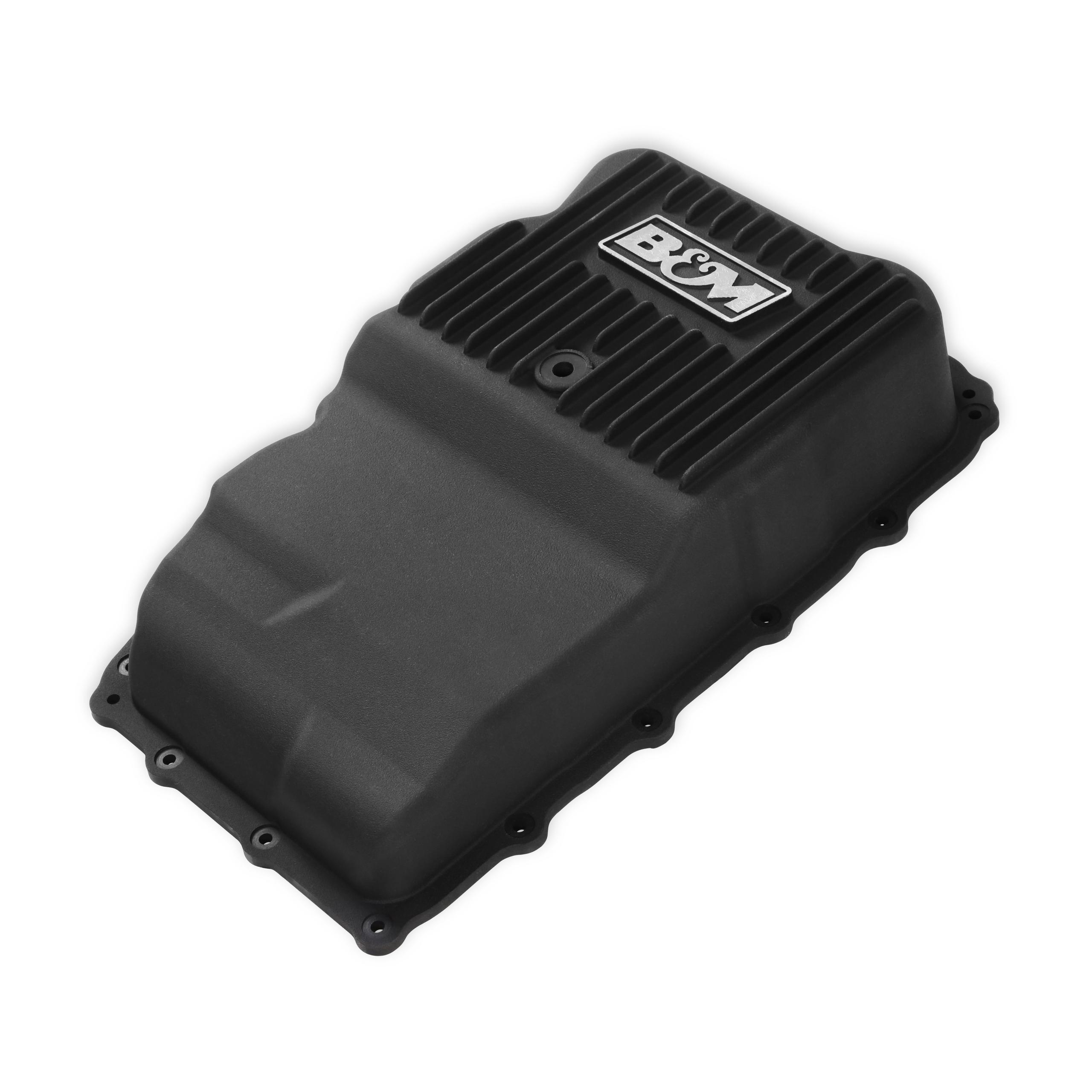 B&M Hi-Tek Heavy-Duty Deep Transmission Pan-GM 10L80- Aluminum-Black Anodized - 71401