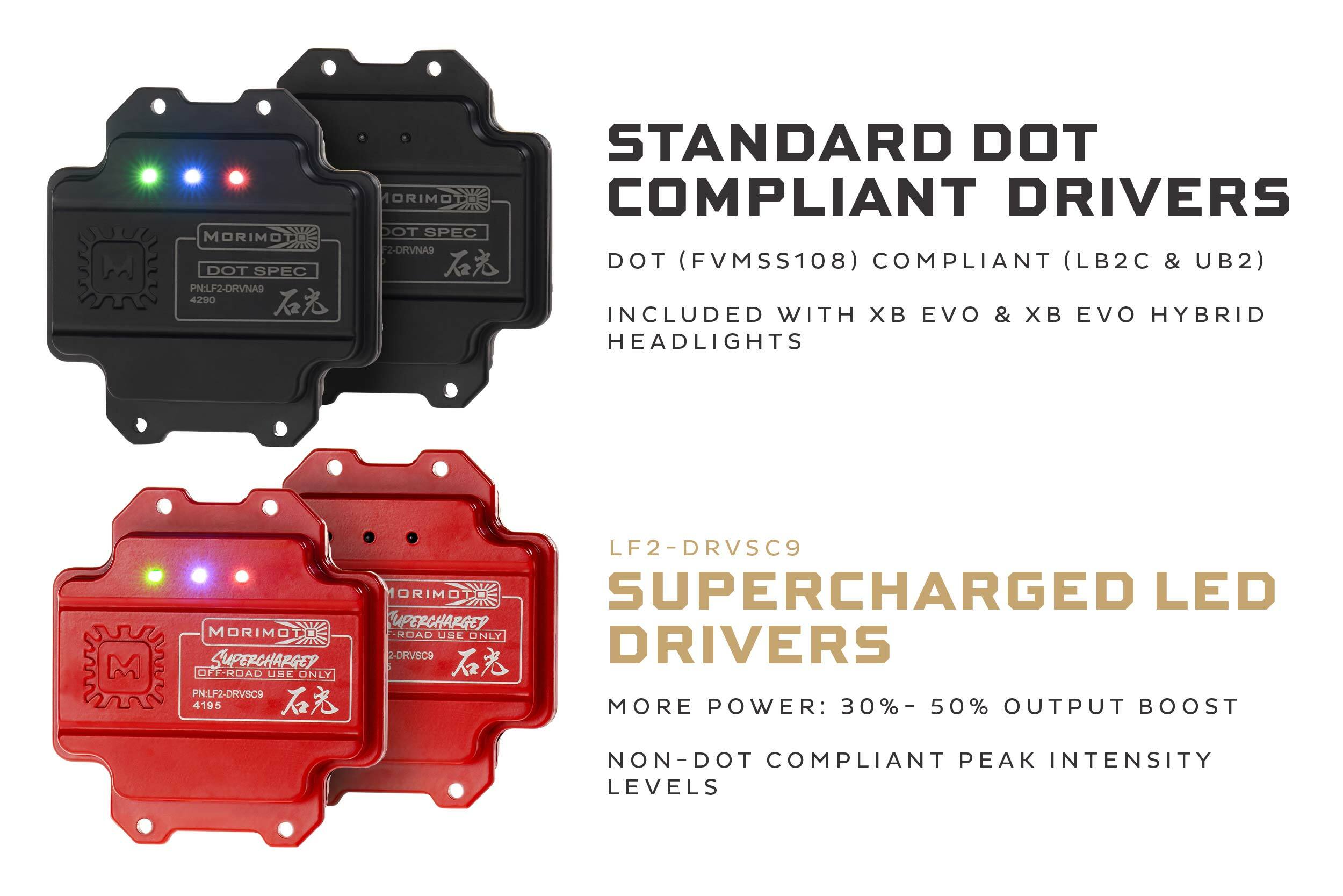 Morimoto Supercharged Drivers: LF2-530 or LF2-530Y (Set) - LF2-DRVSC9