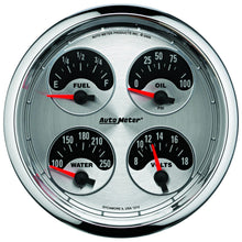 Auto Meter 5" QUAD GAUGE, 100 PSI/100-250 °F/8-18V/0-90 Ω, AMERICAN MUSCLE - 1225