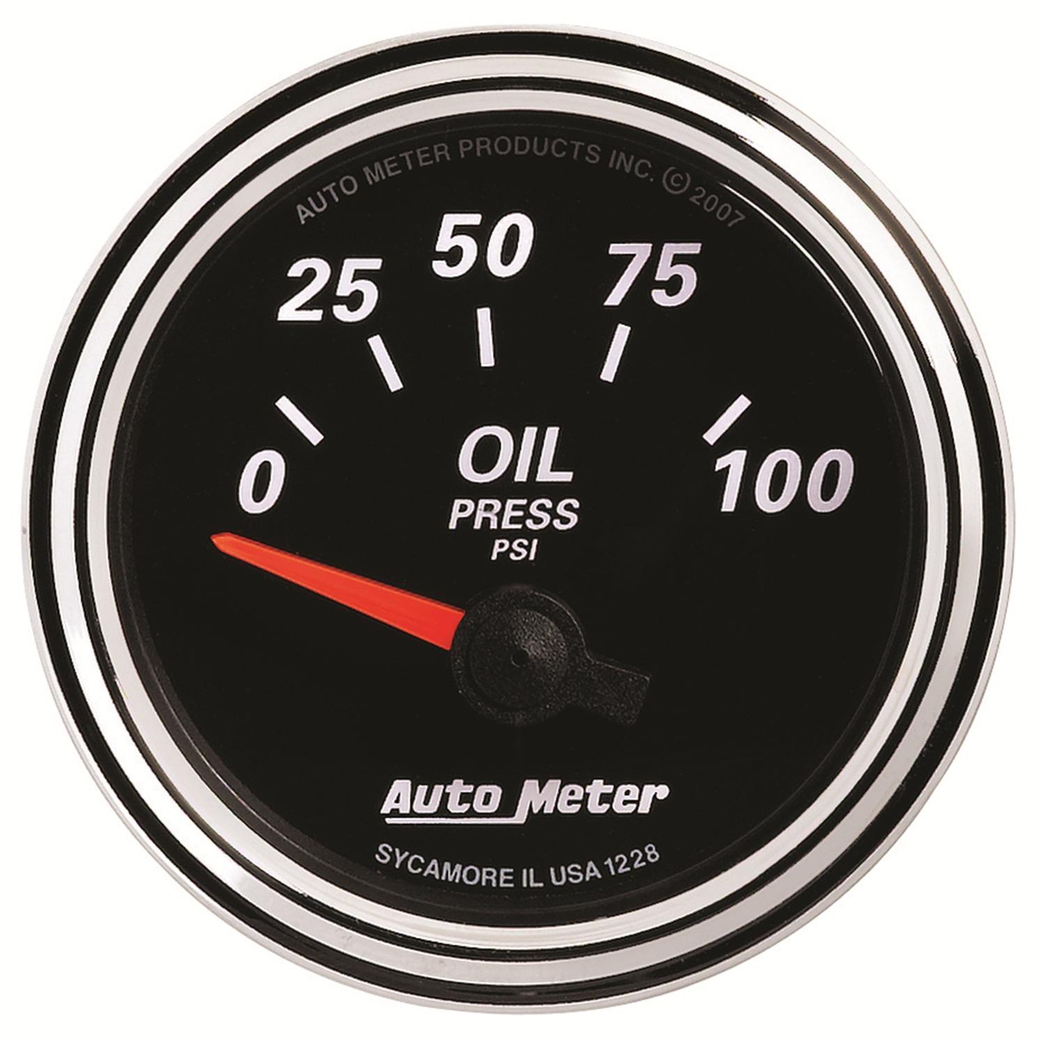 Auto Meter 2-1/16" OIL PRESSURE, 0-100 PSI, DESIGNER BLACK II - 1228