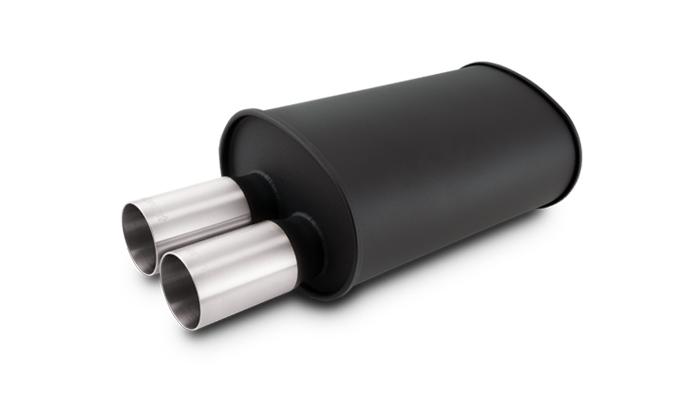Vibrant Performance Streetpower Flat Black Oval Muffler With Dual 304SS Brushed Tips - 12325