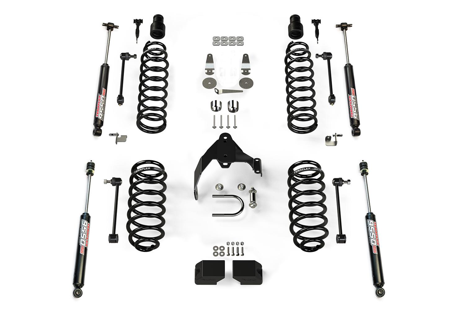 Teraflex 07-18 Wrangler JK 4 Door 3 Inch Coil Spring Base Lift Kit & 9550 VSS Twin-Tube Shocks - 1251200