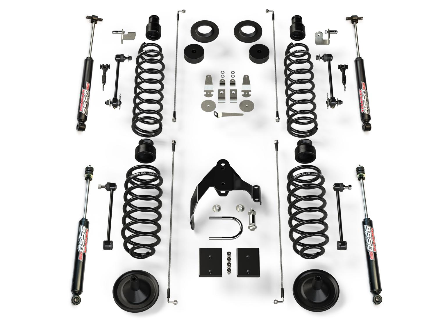 Teraflex 07-18 Wrangler JK 2 Door 4 Inch Coil Spring Base Lift Kit & 9550 VSS Twin-Tube - 1251421