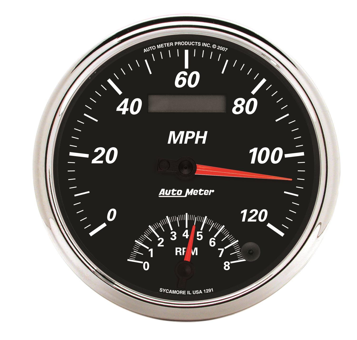 Auto Meter 5" TACHOMETER/SPEEDOMETER COMBO, 8K RPM/120 MPH, DESIGNER BLACK II - 1291