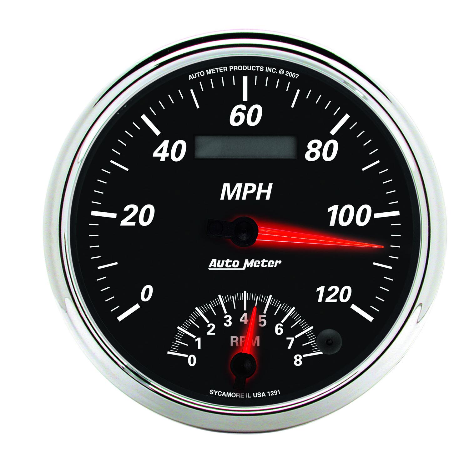Auto Meter 5" TACHOMETER/SPEEDOMETER COMBO, 8K RPM/120 MPH, DESIGNER BLACK II - 1291