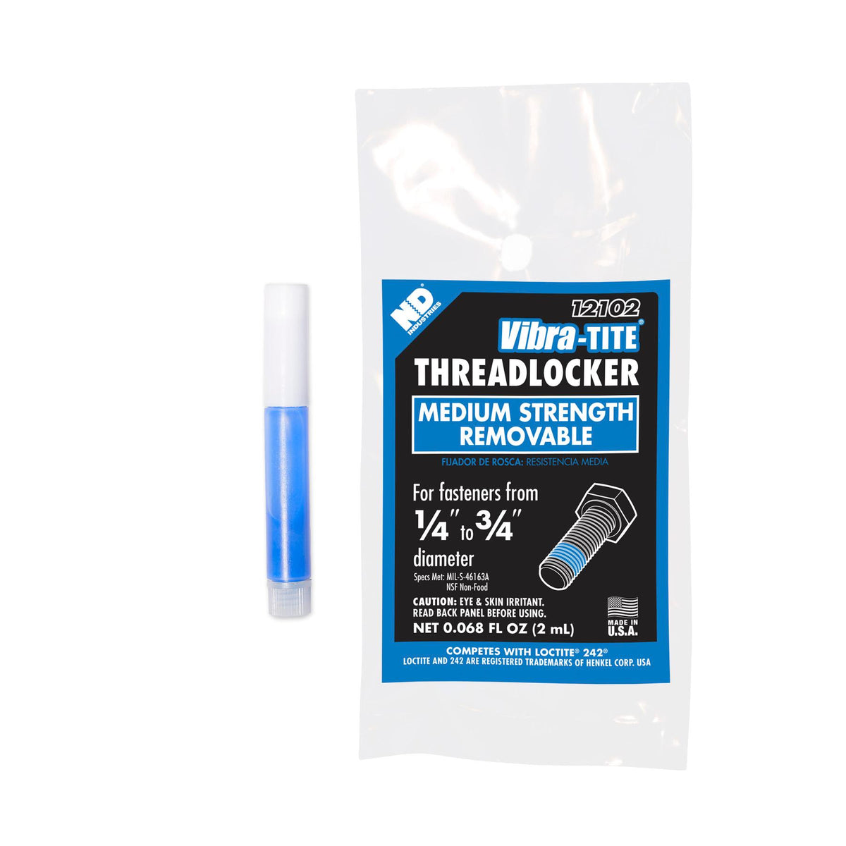PRW Threadlocker, Bullet, Medium Strength, Blue, 2Ml Tube - 1292102