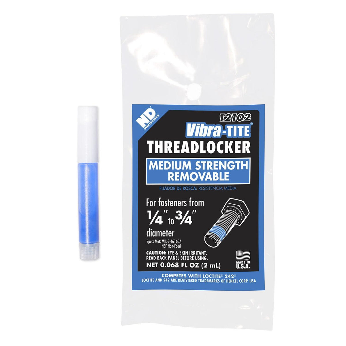 PRW Threadlocker, Bullet, Medium Strength, Blue, 2Ml Tube - 1292102