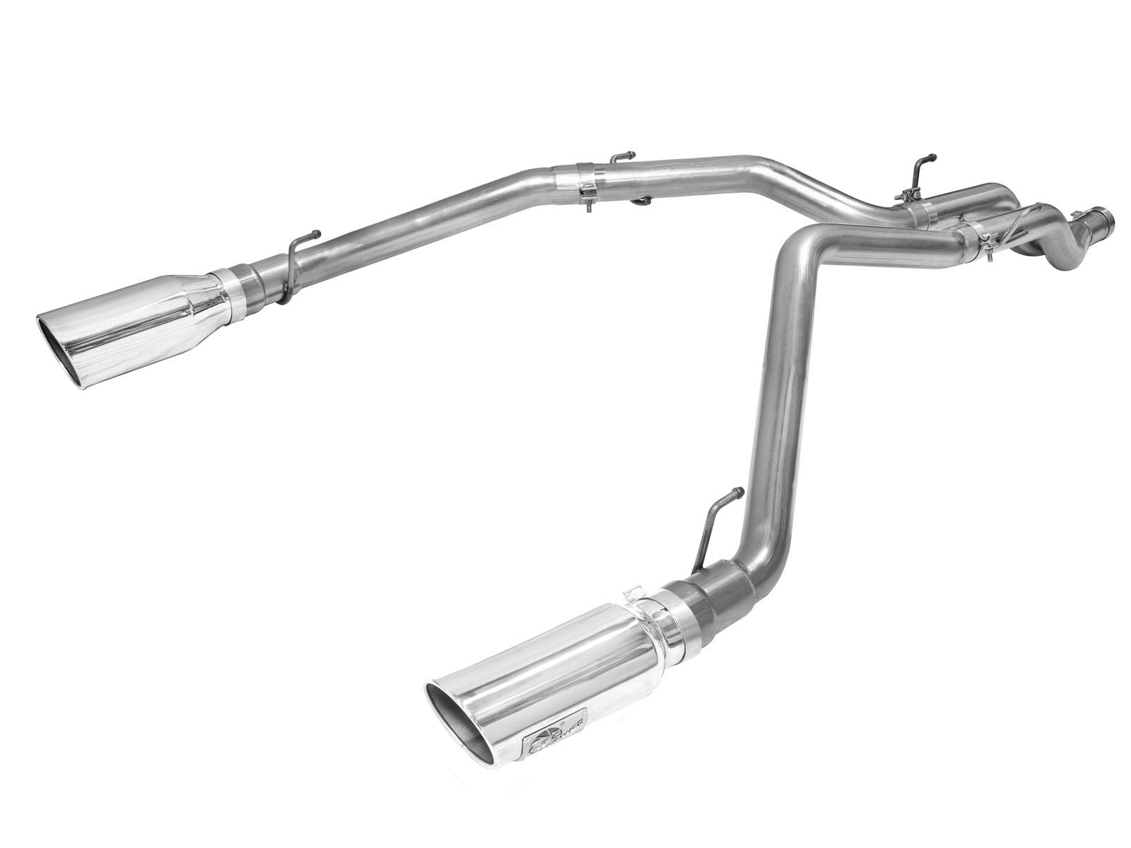 AFE Large Bore-HD 3 IN 409 Stainless Steel DPF-Back Exhaust System w/Polished Tip (2014-2019 1500, 1500 Classic) - 49-42045-P