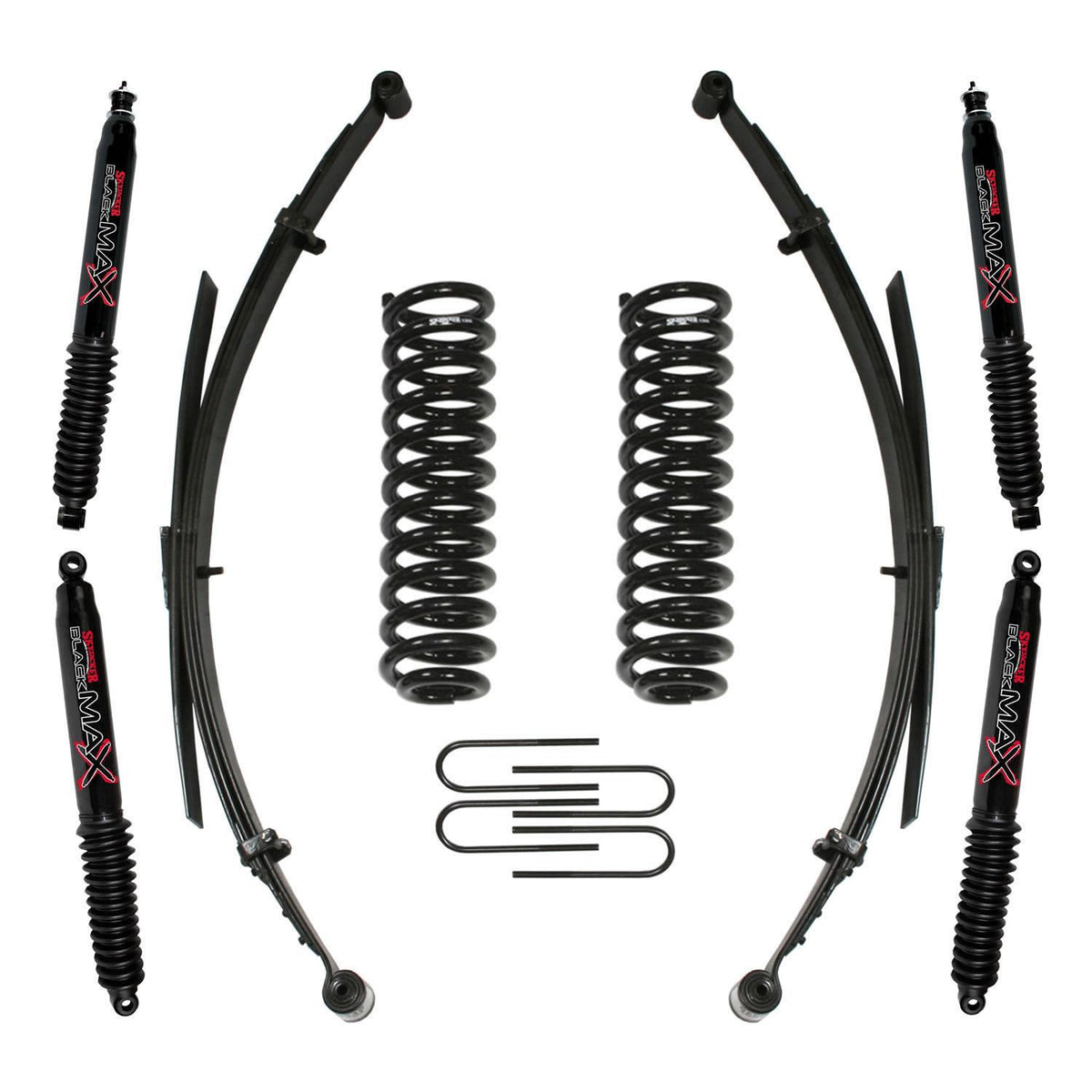 Skyjacker Ranger/B4000 Suspension Lift Kit 86-97 Ranger 94-97 B4000 w/Shock Black MAX Shocks 1.5-2 Inch Lift Incl. Rear U Bolt Kit Front Coil/Rear Leaf Springs - 132XKS-B