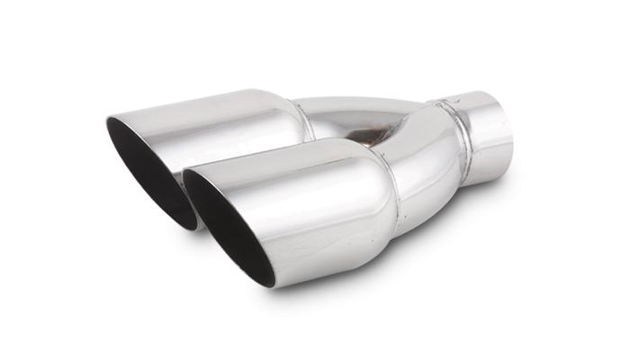 Vibrant Performance 2.5" Id Dual 3.5" Round Stainless Steel Tips (Single Wall, Angle Cut) - 1333
