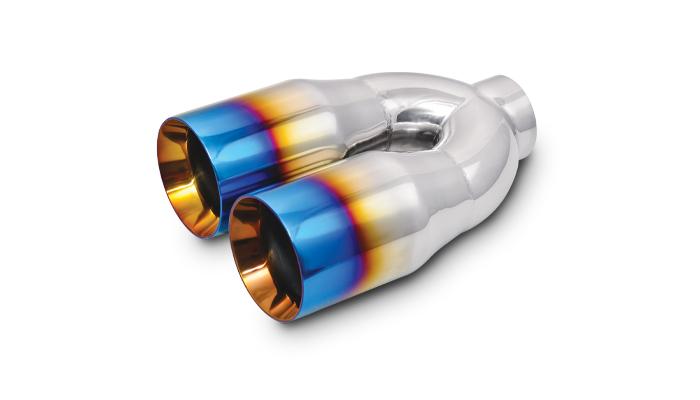 Vibrant Performance 2.5" Id Dual 3.5" Od Round Ss Tips (Double Wall, Straight Cut) Burnt Blue Finis - 1339B