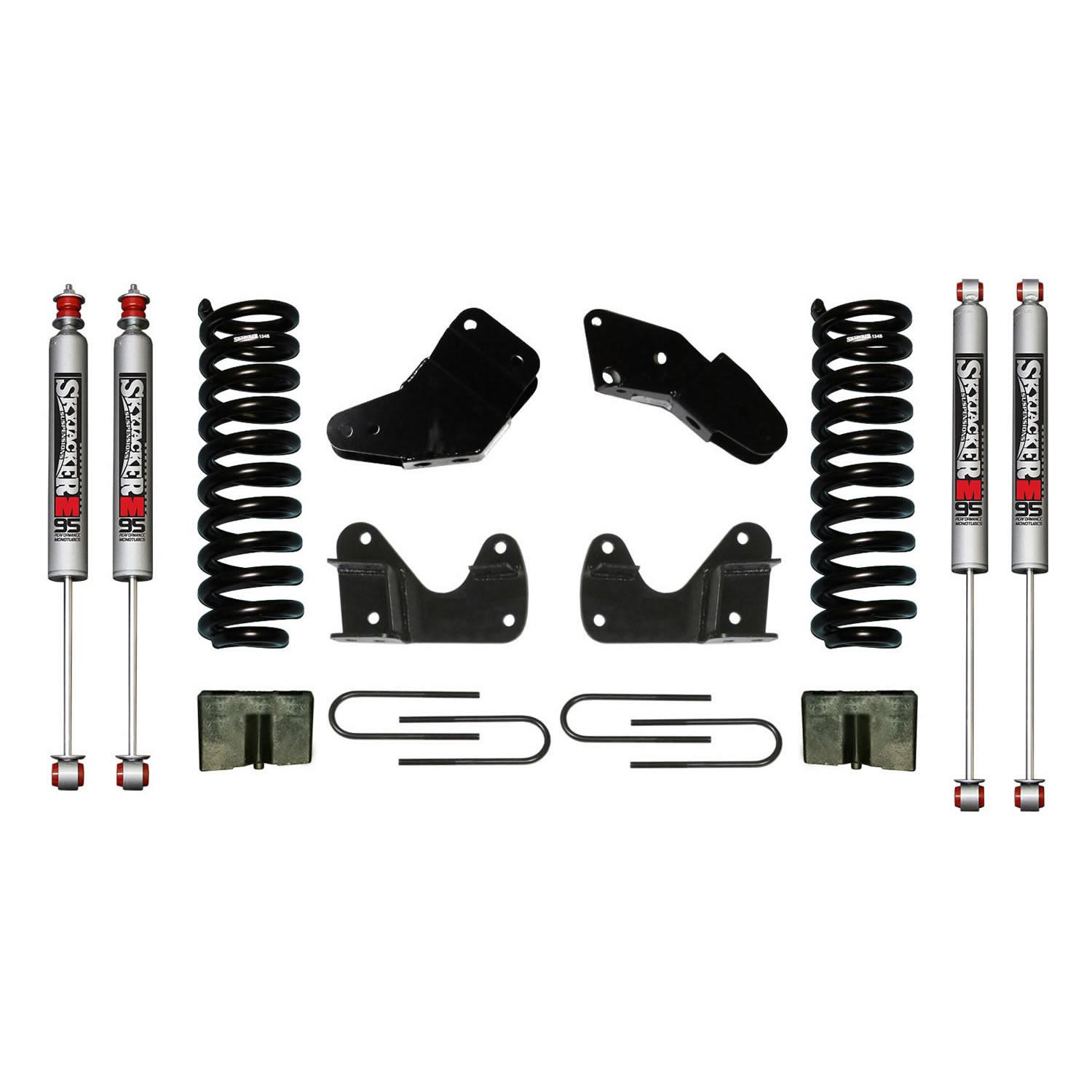 Skyjacker Ranger/B Series Suspension Lift Kit 83-97 Ranger 94-97 Mazda B Series w/Shock M95 Performance Shocks 6 Inch Lift Incl. Front Coil Springs Hinge Brackets Radius Arm Bracket Rear U Bolt Kit Rear Block - 136R2K-M