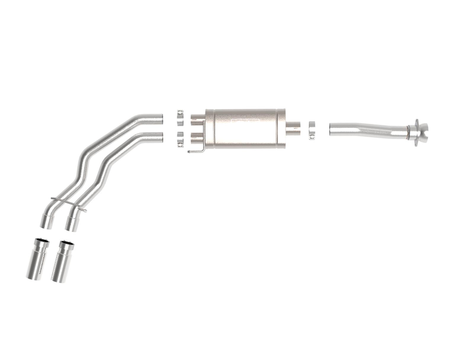 AFE 49-43128-P Rebel Series 3 IN to 2-1/2 IN Stainless Steel Cat-Back Exhaust System w/ Polished Tip (Ford F-150 2021-2024 V6-2.7 TT / 3.5L TT / V8-5.0L)