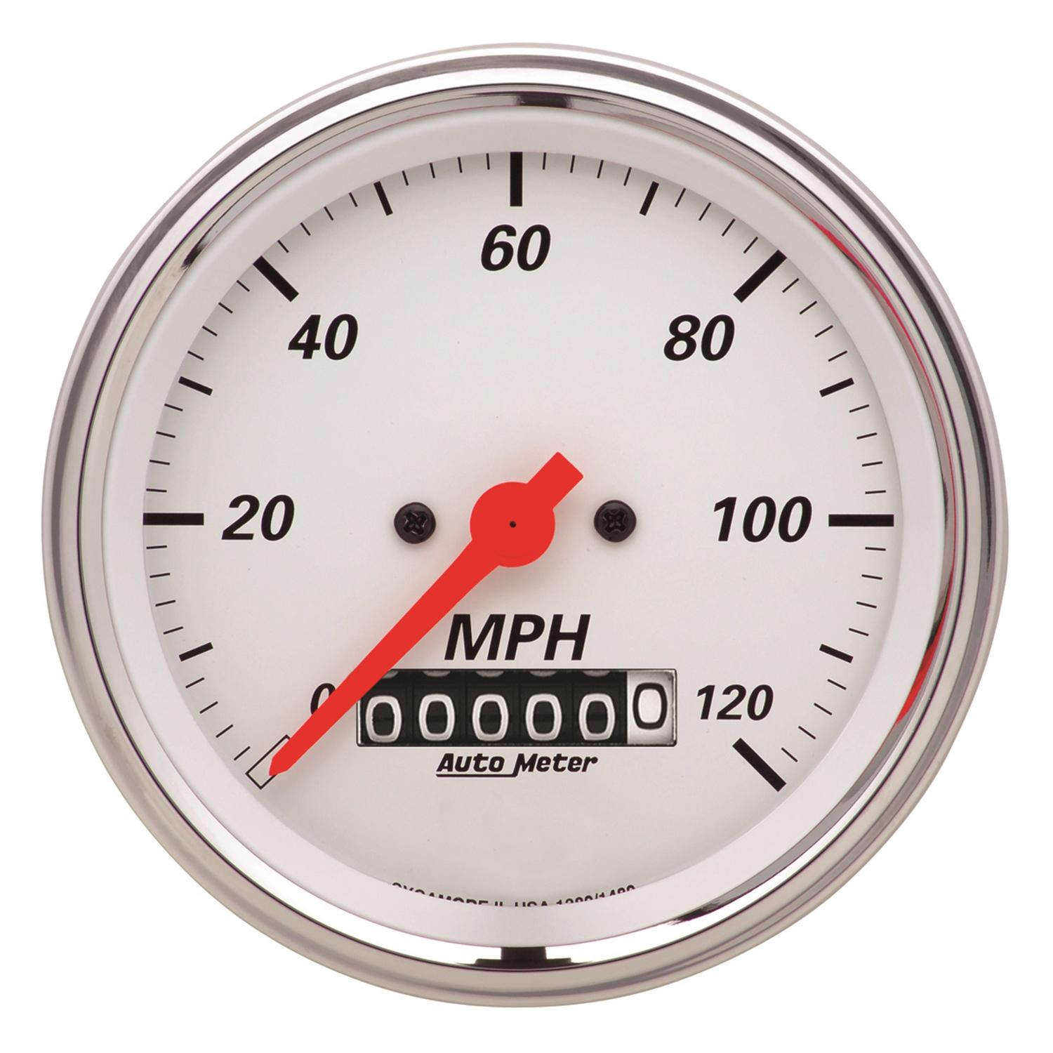 Auto Meter 3-3/8" SPEEDOMETER, 0-120 MPH, ARCTIC WHITE - 1379