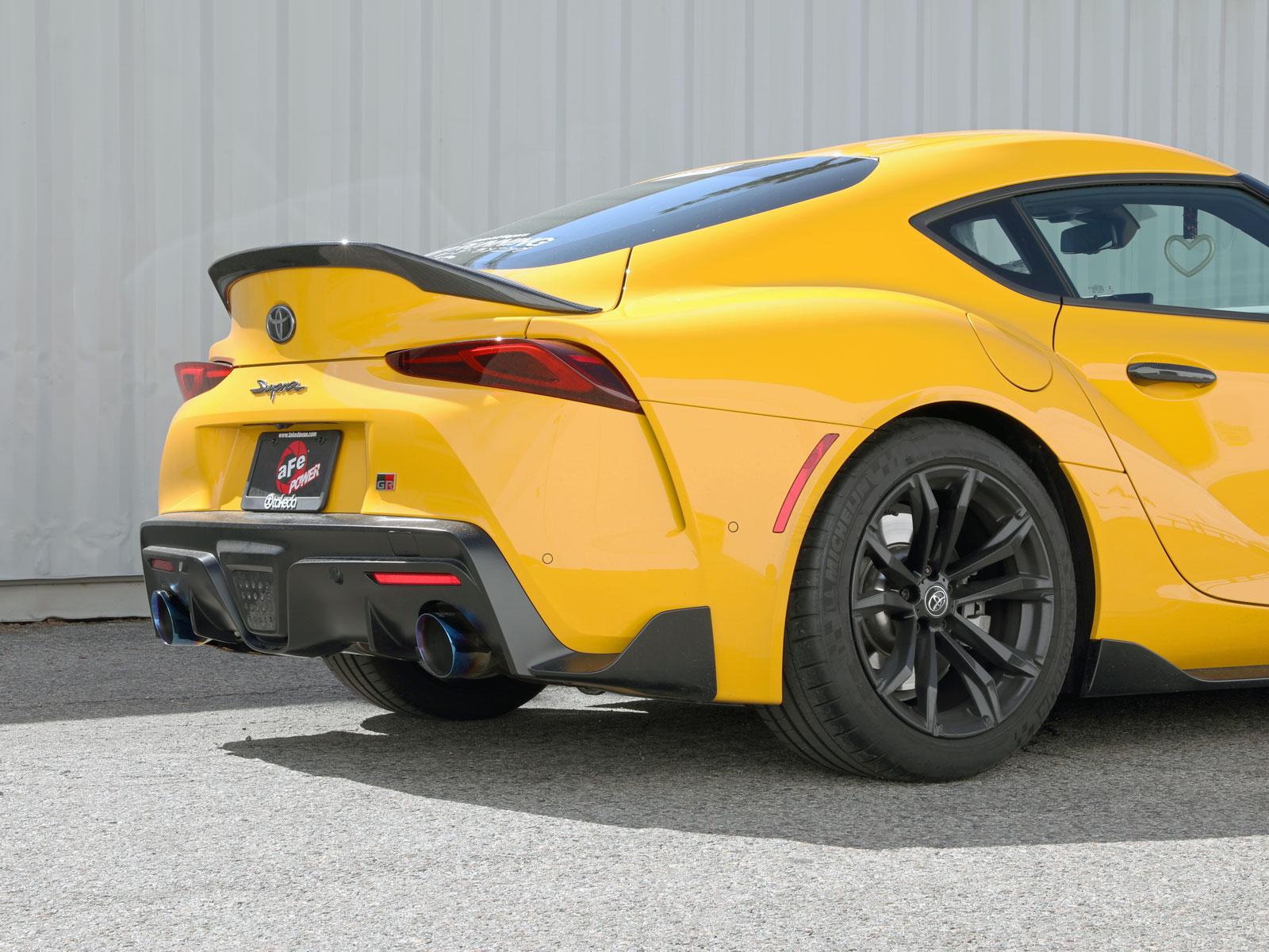 AFE Takeda Cat-Back Exhaust System w/ Dual Rear Exit Blue Flame Tip (2021-2021 GR Supra) - 49-36050-L