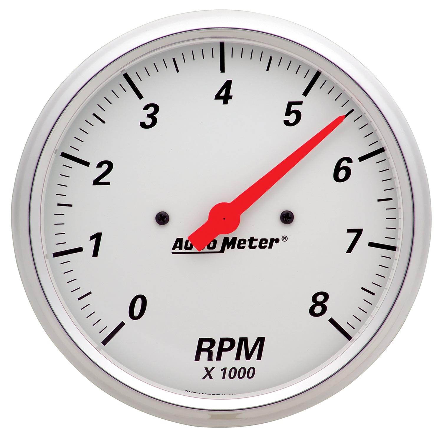 Auto Meter 5" IN-DASH TACHOMETER, 0-8,000 RPM, ARCTIC WHITE - 1399