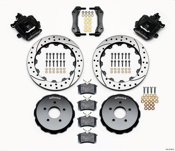 Wilwood 94-04 Mustang Combination Parking Brake and Caliper 13" Rear Brake Kit (Drilled/Slotted - Black)