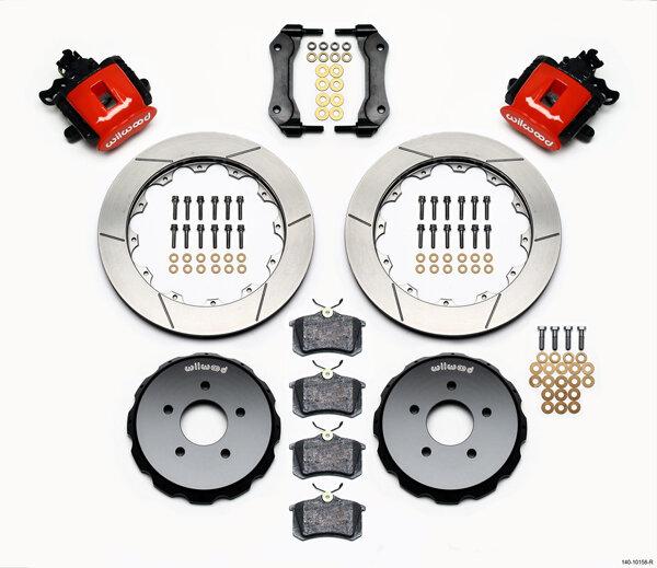 Wilwood 94-04 Mustang Combination Parking Brake and Caliper 13" Rear Brake Kit (Slotted - Red)