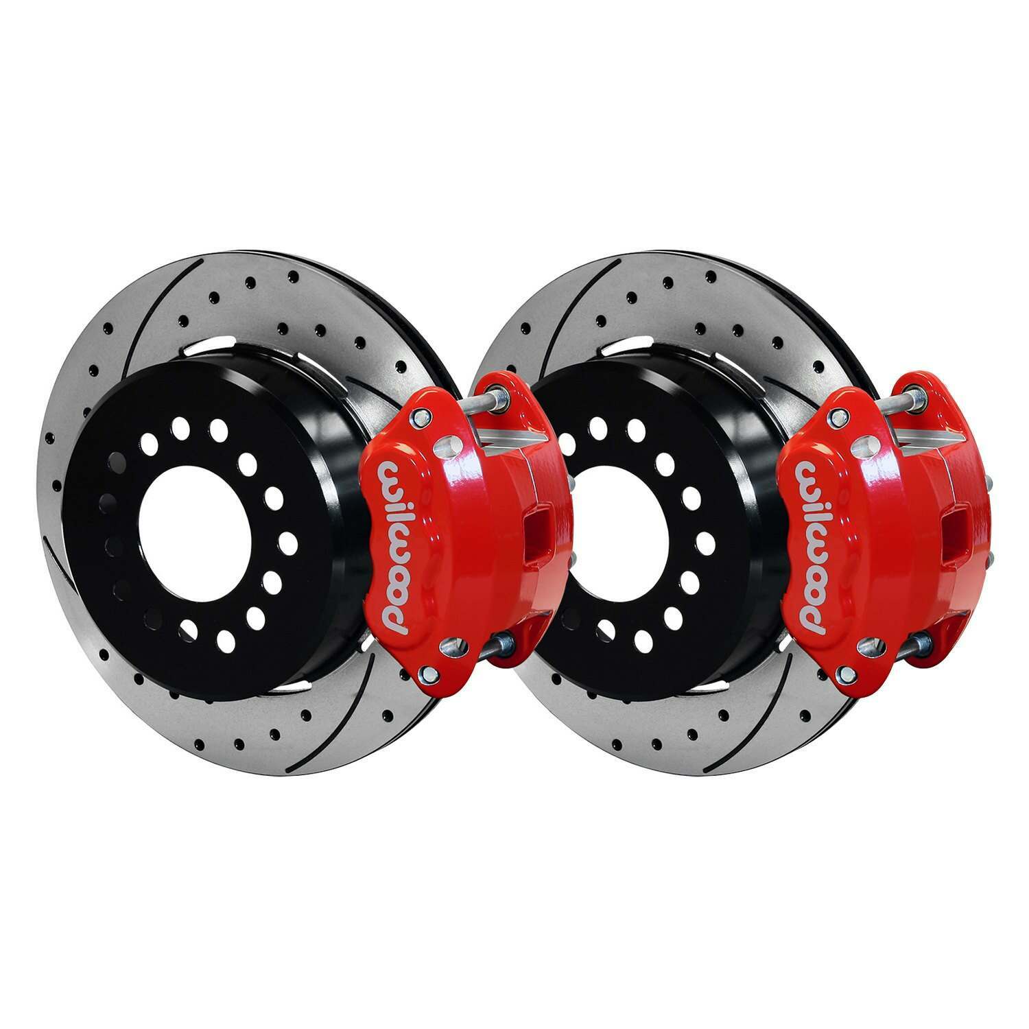 Wilwood D154 P/S P-B Kit Drilled-Red Small Ford 2.66in Offset - 140-12210-DR